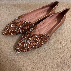 Glittering Sequin Flats in Bronze by